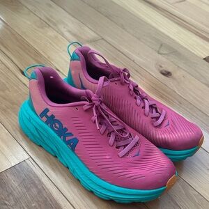 Hoka Women's Fuchsia and Aqua Athletic Shoes